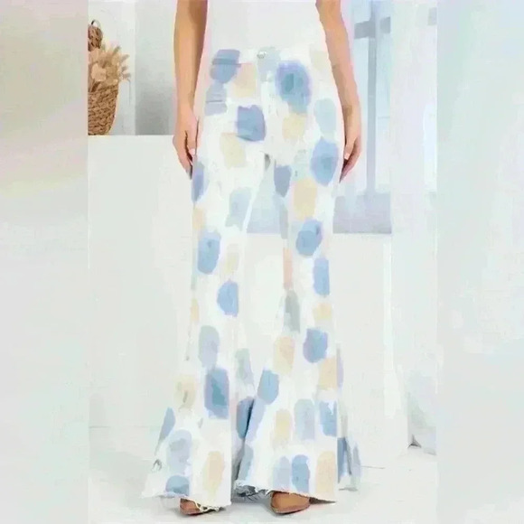 Peach Love High Rise Bell Bottom Flare polka Dot Tie Dye S (2-4) - Picture 6 of 14